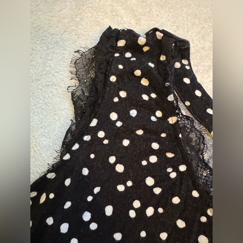 Maurices Black & White Polka Dot Lace-Trim Tank (Plus Size, 1, Women) - Picture 7 of 9